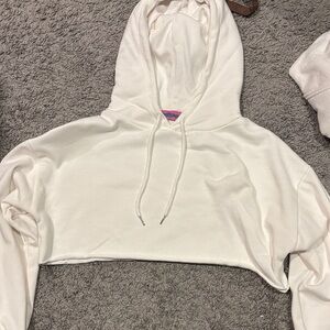 EDIKTED Women's White Cropped Hoodie